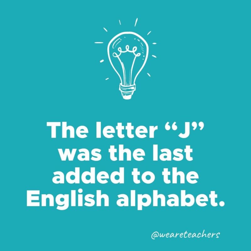 The letter “J” was the last added to the English alphabet. 