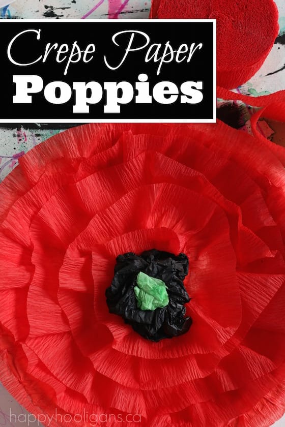 Crepe paper poppies craft as an example of Memorial Day activities