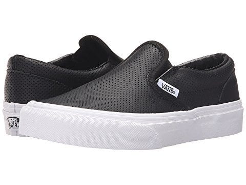 Vans slip on in black leather with white sole (Teacher Shoes)