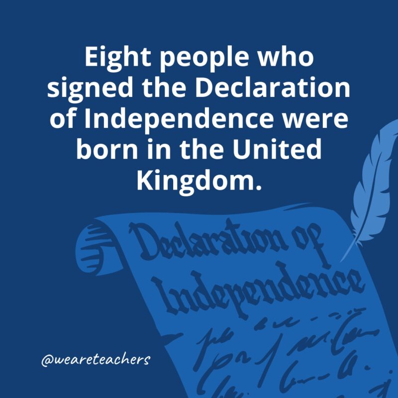 Eight people who signed the Declaration of Independence were born in the United Kingdom.