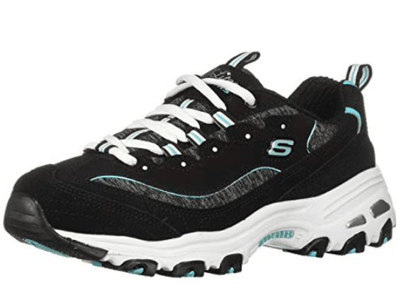 Sketchers D'Lites sneakers in black with white soles