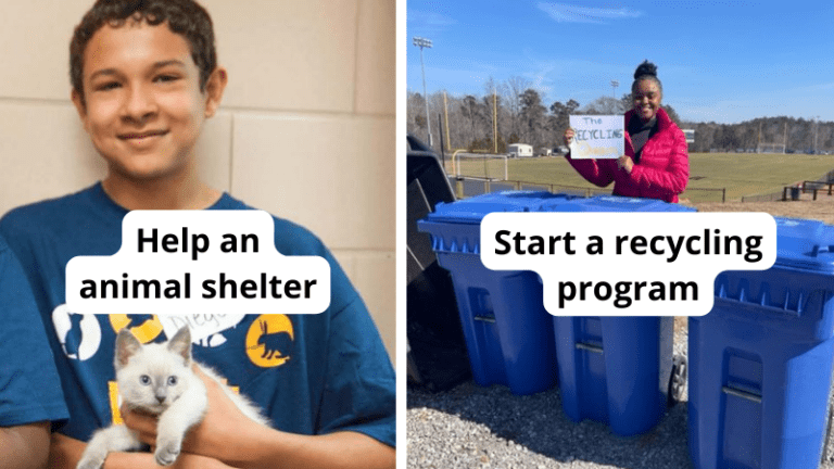 2 images of teens participating in service learning projects as an example of job readiness skills