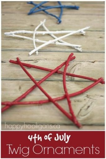 Colored stars made of twigs -- fourth of july activities