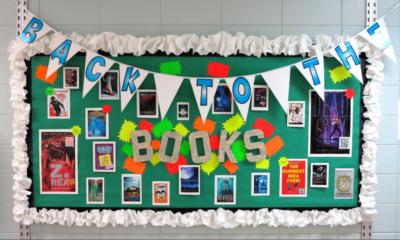 Back to the books library bulletin board back to school 