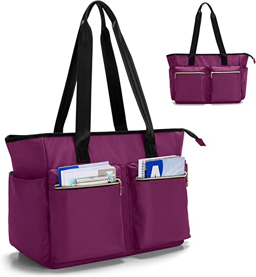 Damero burgundy utility bag with pockets for teachers