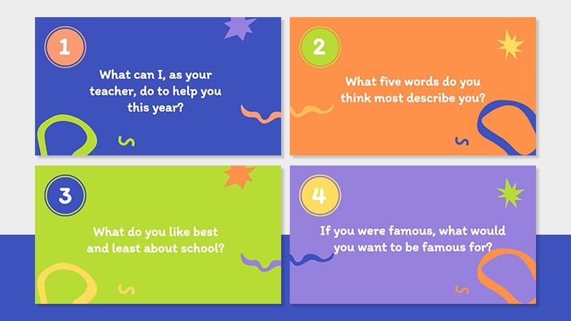 Four questions on colorful backgrounds to ask students when you're teaching 6th grade.