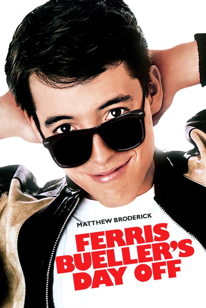 Matthew Broderick wears sunglasses on the poster for Ferris Bueller's Day Off