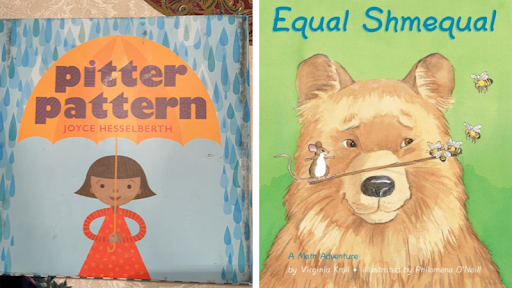 Cover of Pitter Pattern and Equal Shmequal books for teaching 2nd grade as example of strategies in teaching mathematics