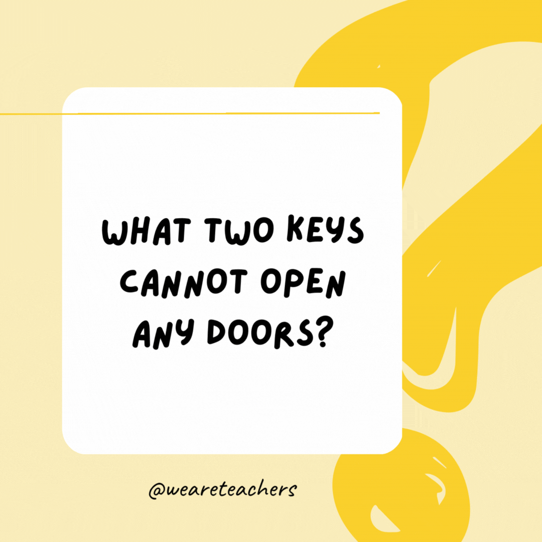 What two keys cannot open any doors? Monkey and donkey. 