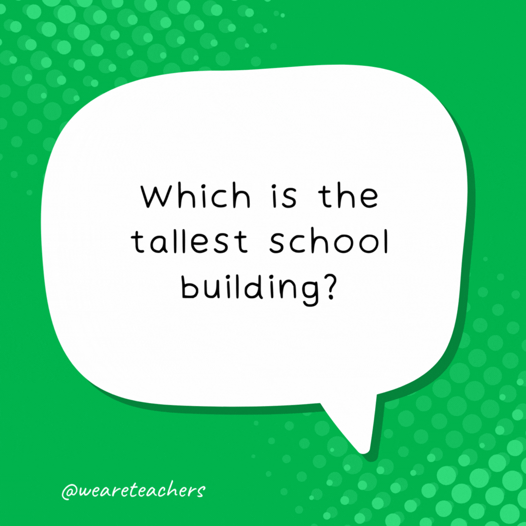 Which is the tallest school building?

The library, because it has so many stories.