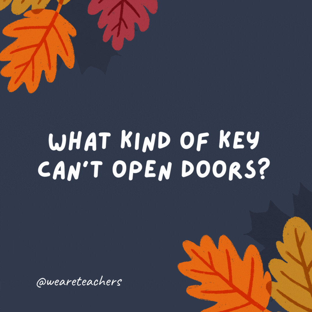 What kind of key can't open doors? A tur-key.
