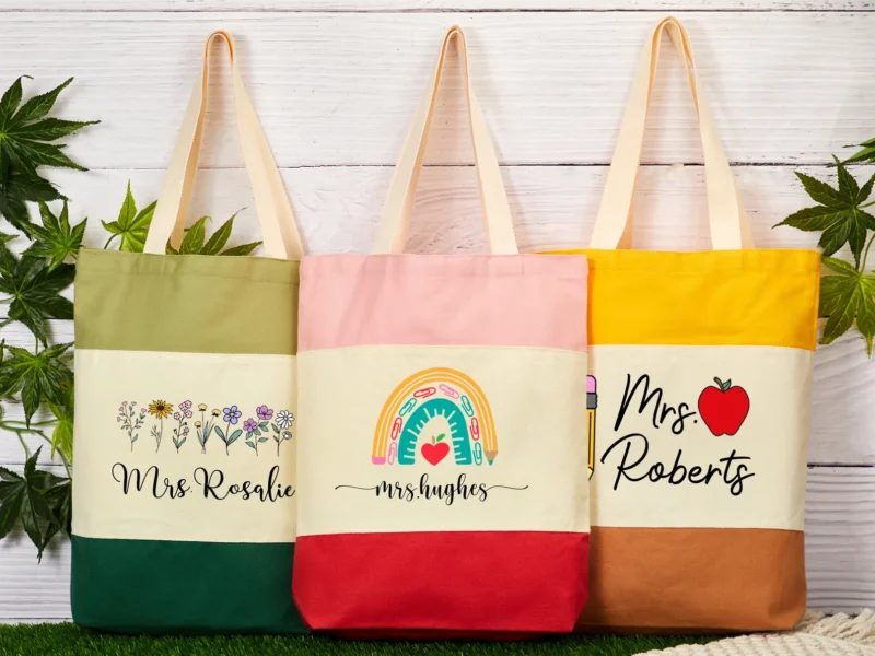 personalized teacher name tote bag