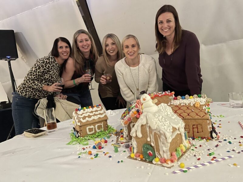 gingerbread houses on a table, staff party game 