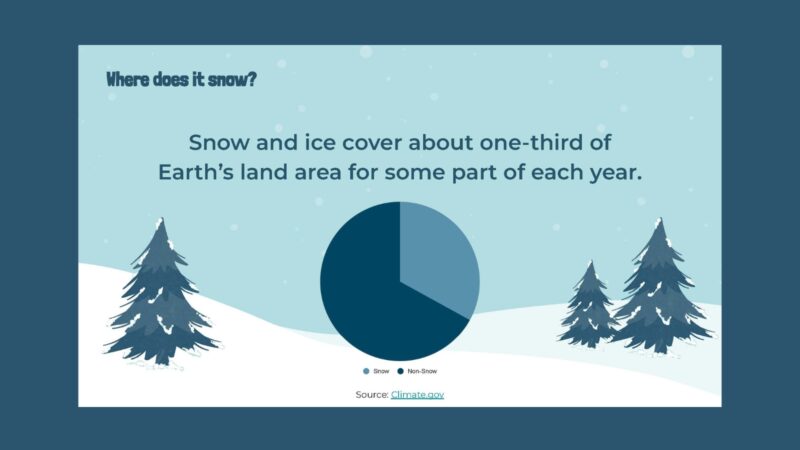 Slide with images and information about how much snow covers Earth.