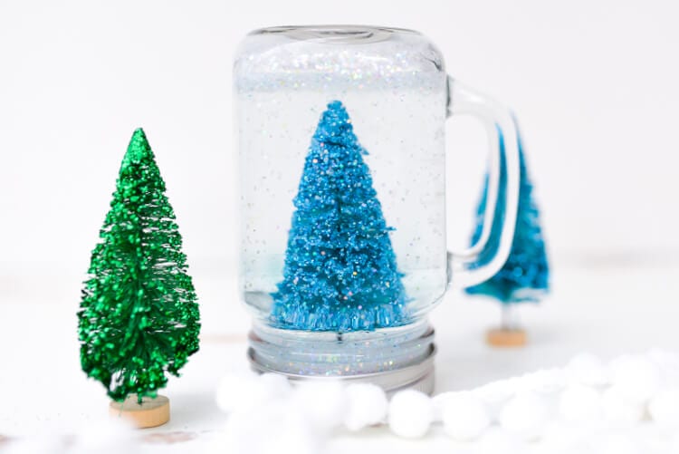 An example of a snowglobe made from a glass jar