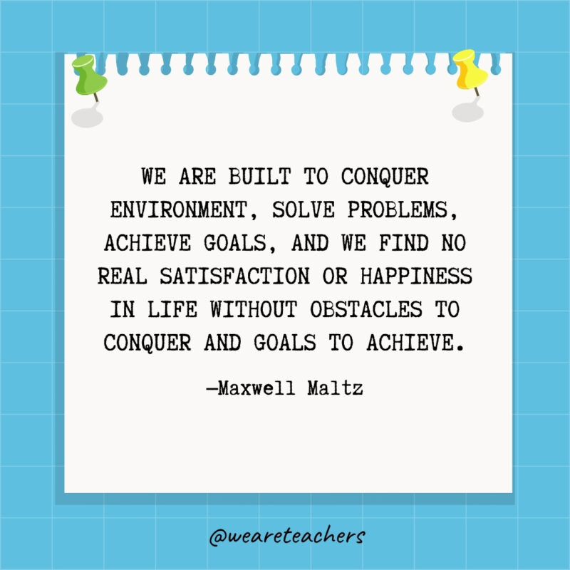 We are built to conquer environment, solve problems, achieve goals, and we find no real satisfaction or happiness in life without obstacles to conquer and goals to achieve