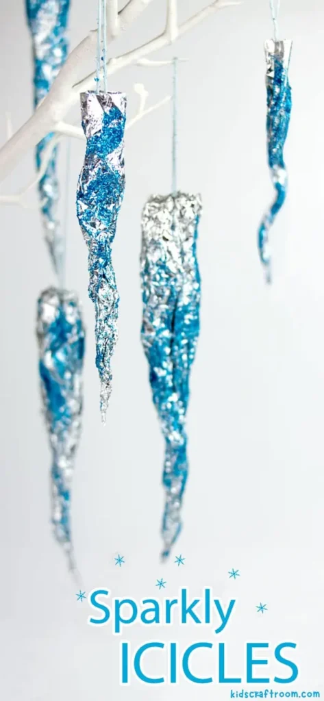 sparkly icicles for a winter craft 