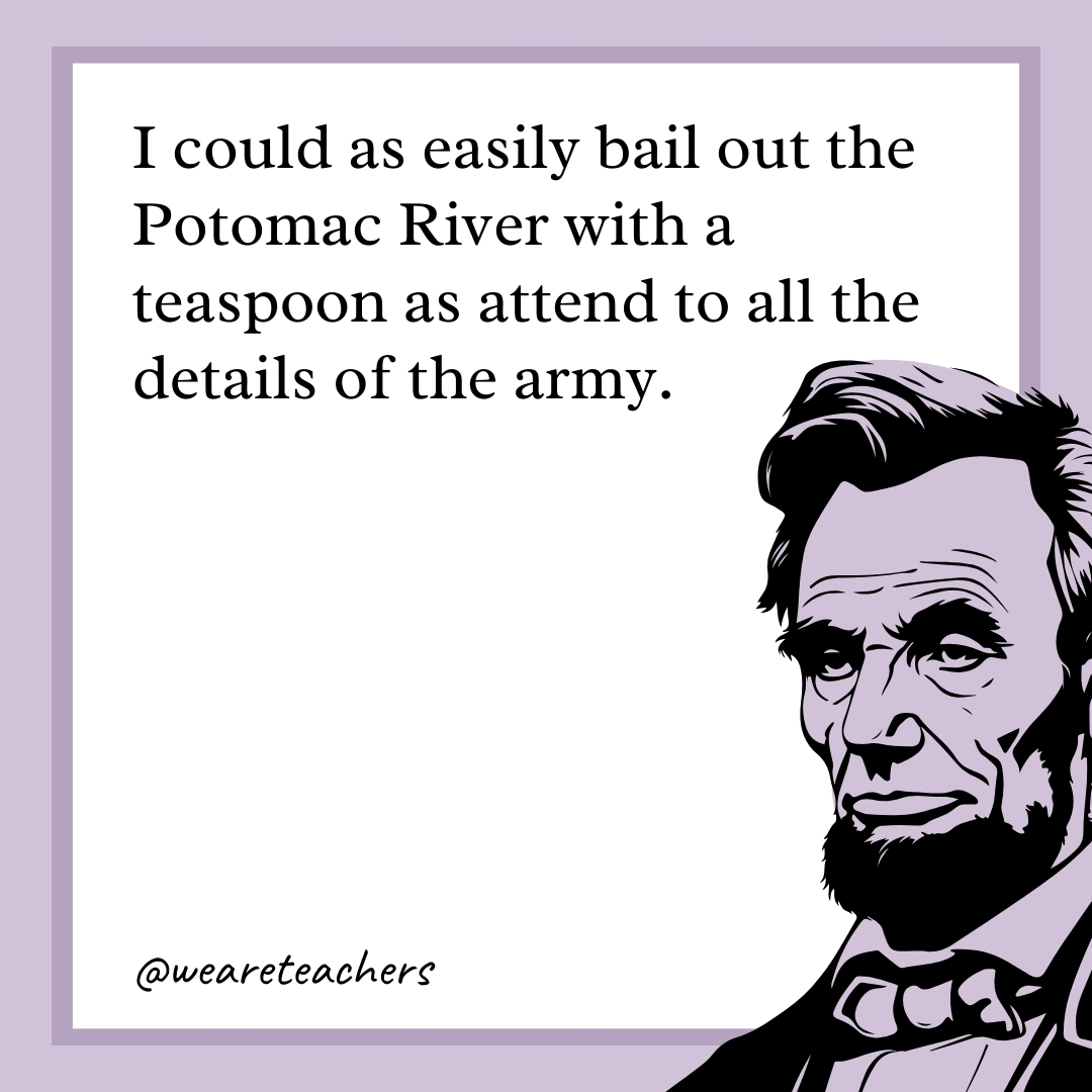 I could as easily bail out the Potomac River with a teaspoon as attend to all the details of the army. 