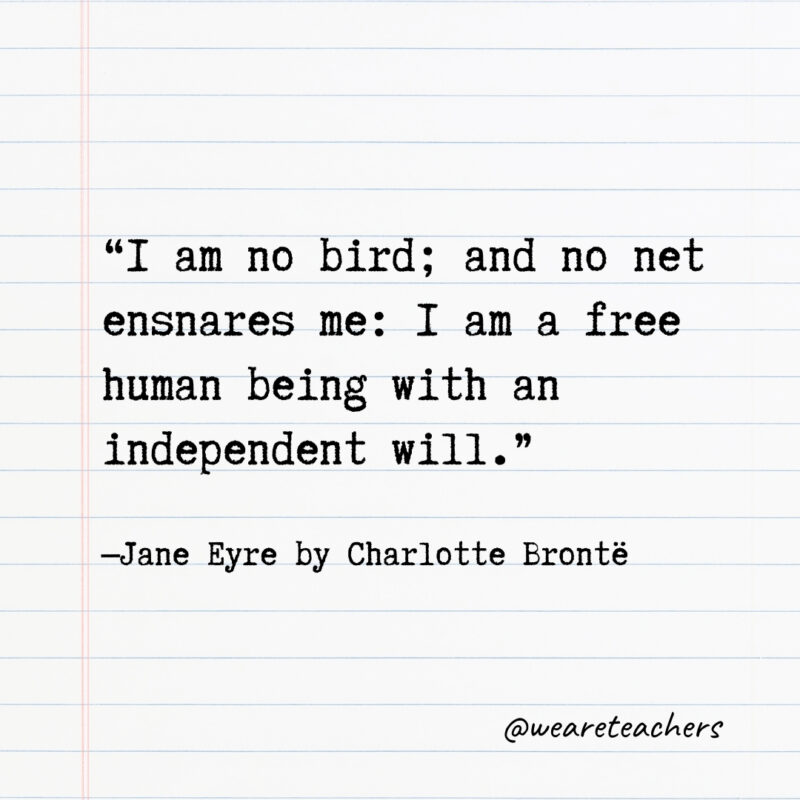 I am no bird; and no net ensnares me: I am a free human being with an independent will.- Quotes from books