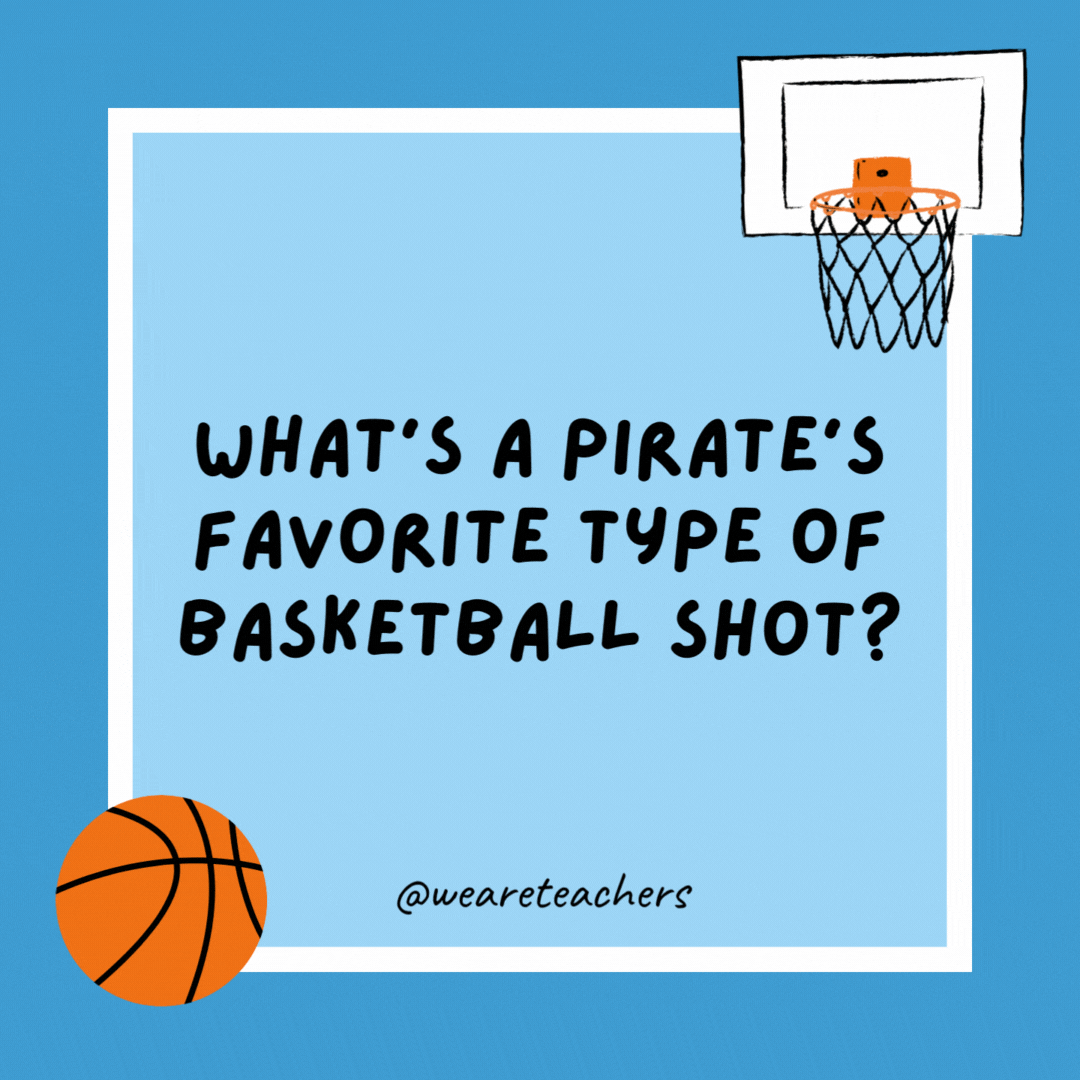 What’s a pirate’s favorite type of basketball shot?

A jump hook.