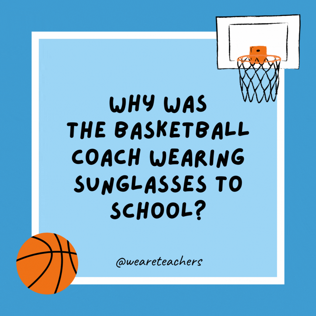 Why was the basketball coach wearing sunglasses to school?

He had bright players.