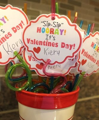 Valentines for students made from cardstock and crazy straws