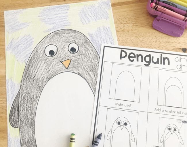 Simple crayon drawing of a penguin