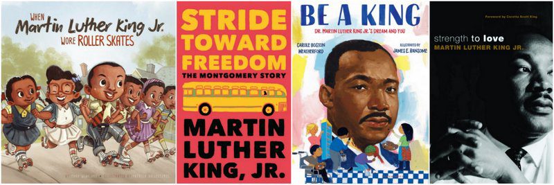 Collage of books about Dr. Martin Luther King, Jr. 