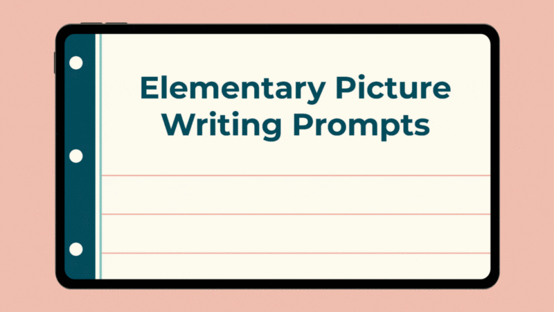Gif featuring picture writing prompts Google Slides.