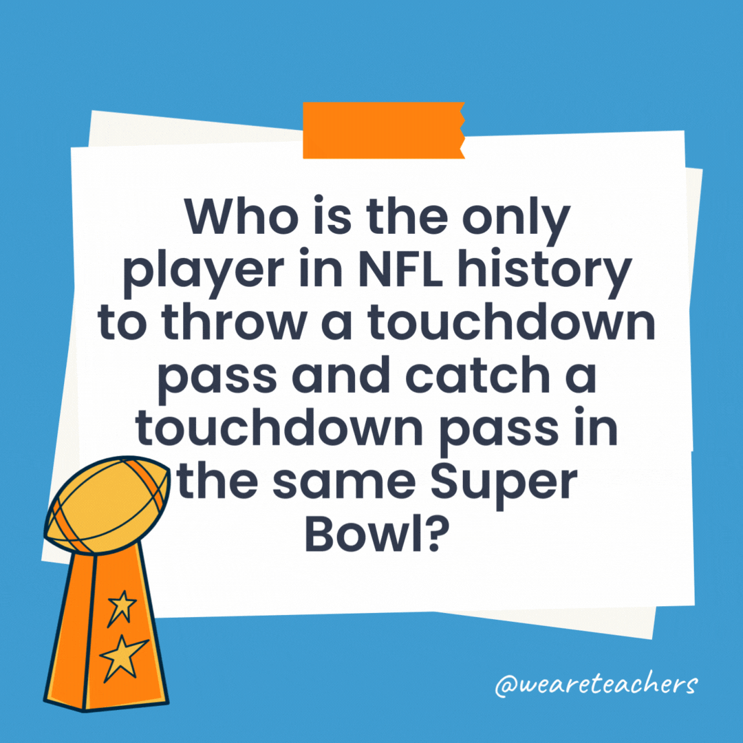 Who is the only player in NFL history to throw a touchdown pass and catch a touchdown pass in the same Super Bowl?

Nick Foles, in Super Bowl LII.