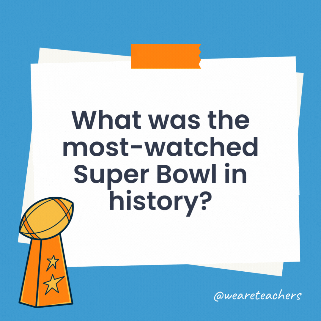 What was the most-watched Super Bowl in history?

The Kansas City Chiefs' 38-35 victory over the Philadelphia Eagles in Super Bowl LVII in 2023 was the most-watched U.S.-based telecast of all time.