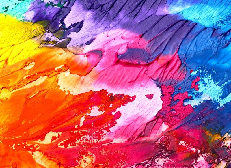 Closeup of splotches of colorful paint