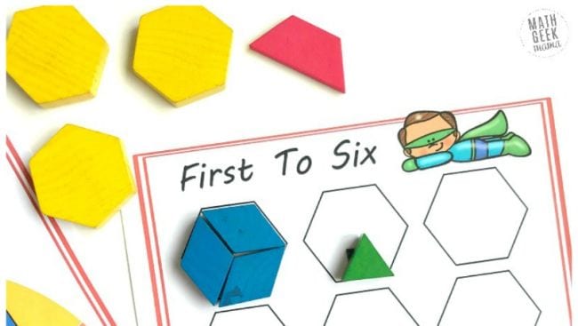 A worksheet for students to build shape block fractions