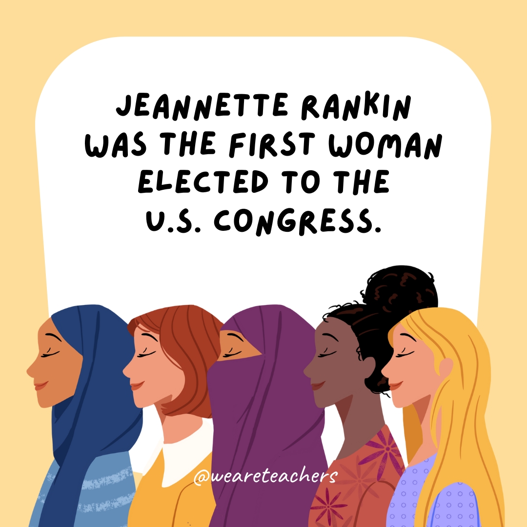Jeannette Rankin was the first woman elected to the U.S. Congress.