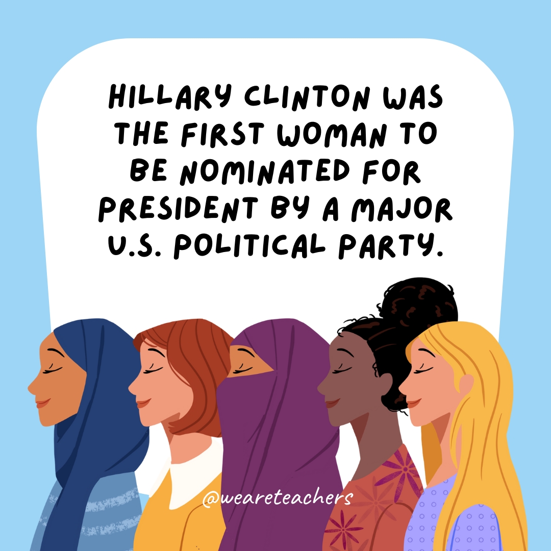 Hillary Clinton was the first woman to be nominated for president by a major U.S. political party.