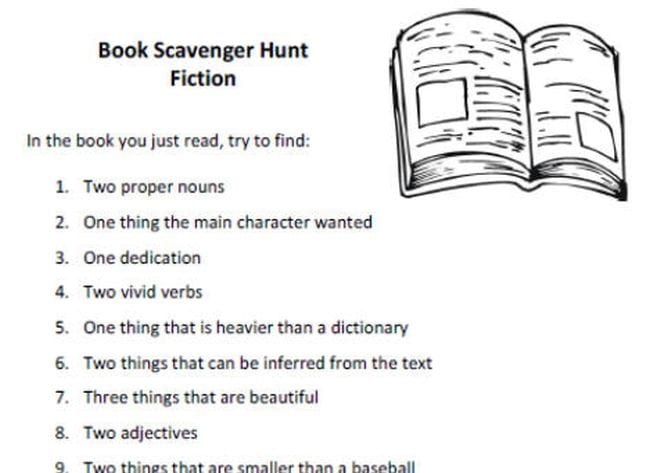 Book scavenger hunt printable