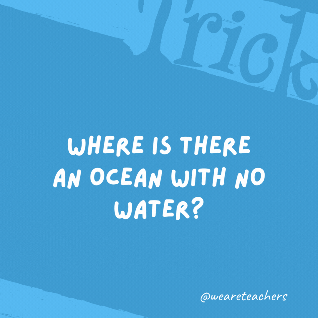 Where is there an ocean with no water?

On a map.