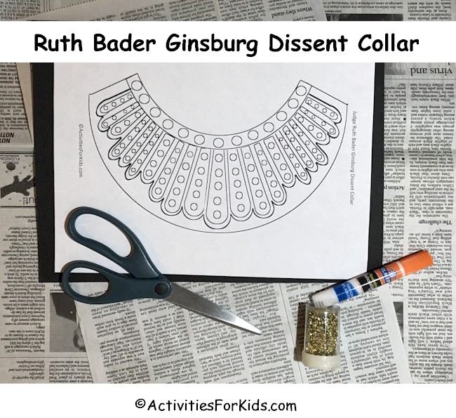 ruth bader ginsberg collar design pattern for women's history month activity or idea 