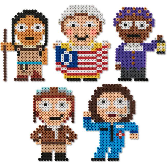 Five famous women from American history made from Perler beads (Women's History Month Activities)