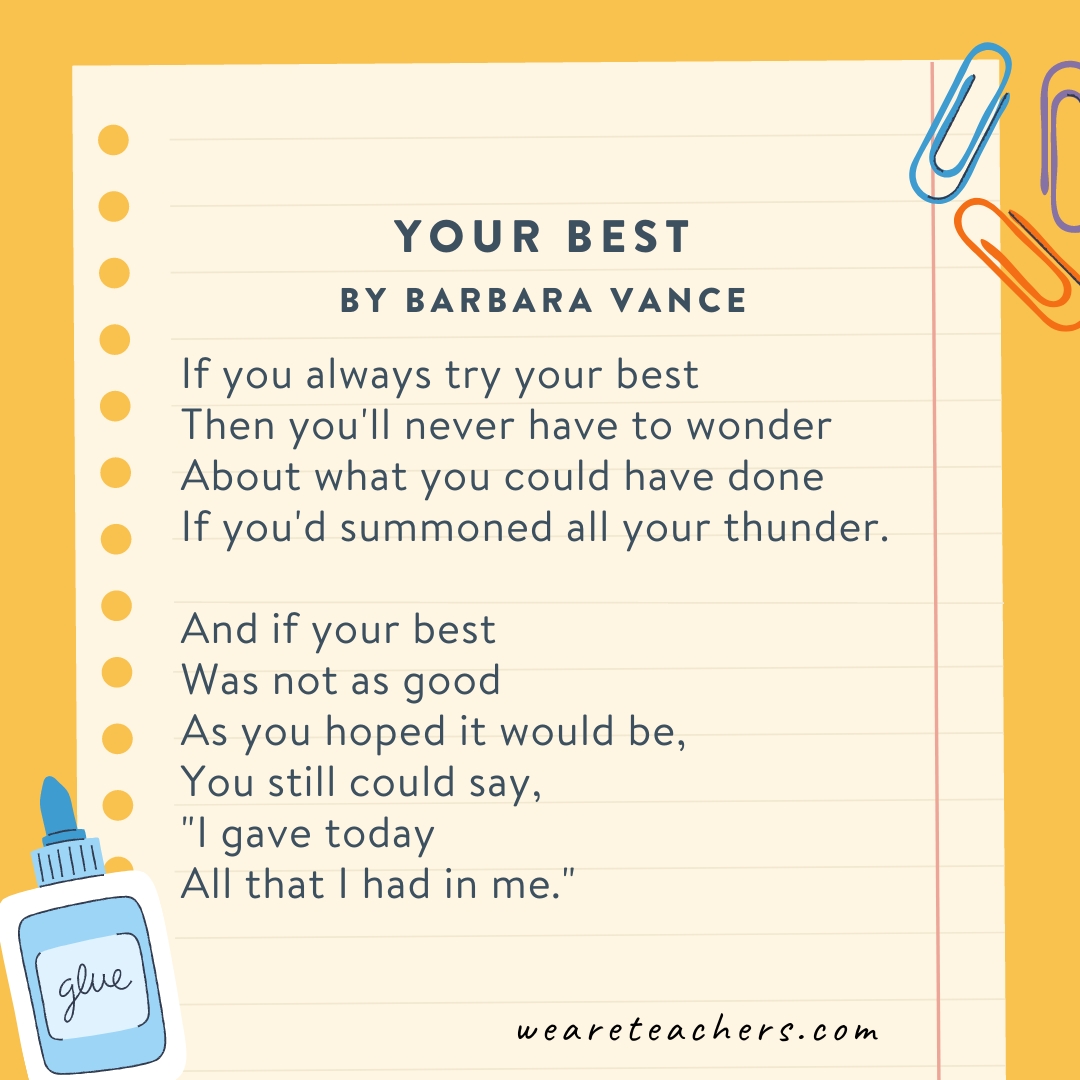 Your Best by Barbara Vance an example of 2nd grade poems.