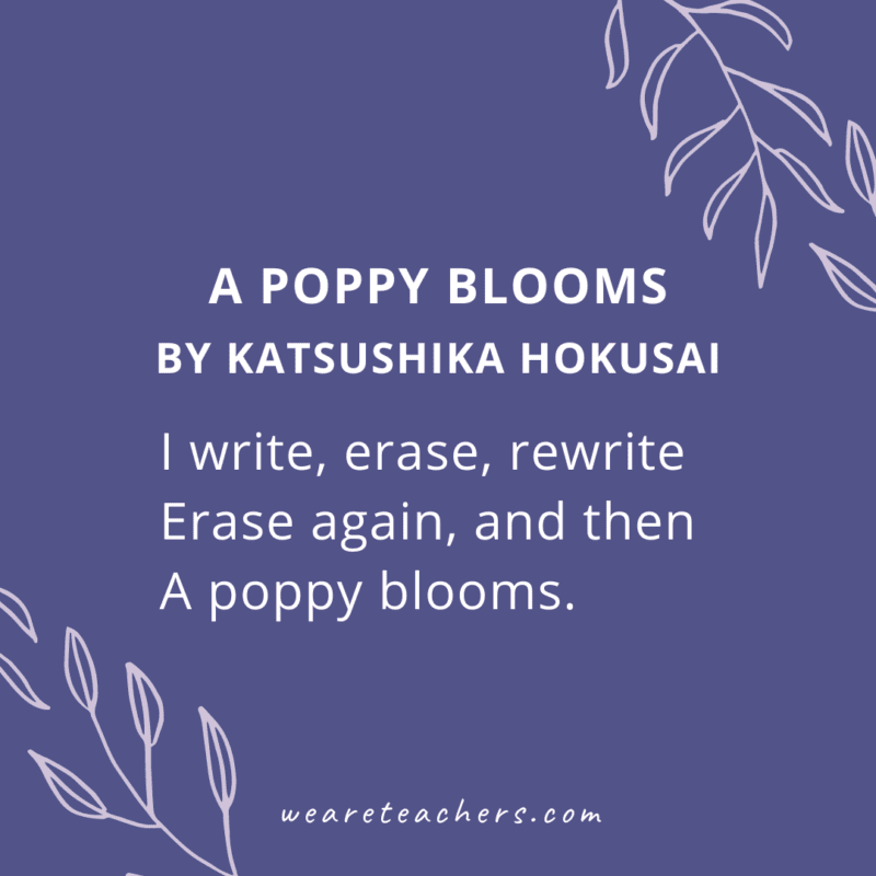 Haiku Poems for Kids - A Poppy Blooms by Katsushika Hokusai