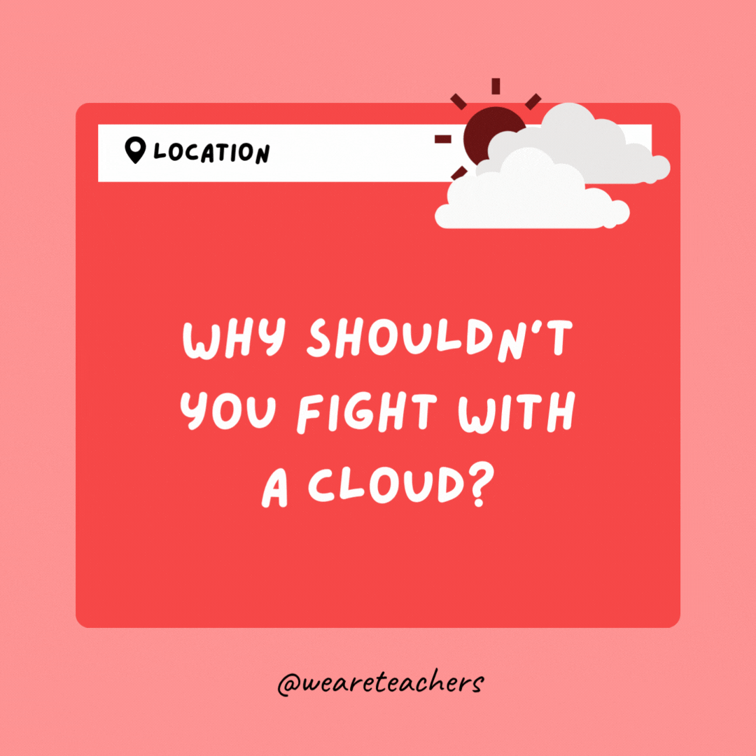 Why shouldn't you fight with a cloud? It will storm out on you.