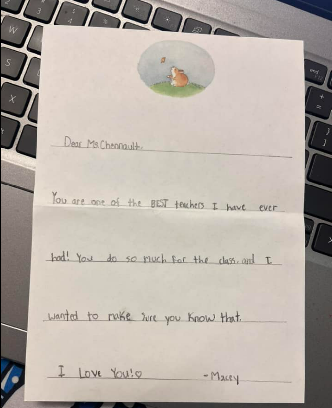 Ashley C. shares this incredibly heartwarming thank you note to teacher from a student. How sweet!