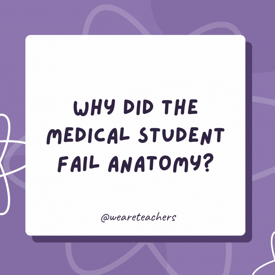 Why did the medical student fail anatomy?

She just couldn't cut it.