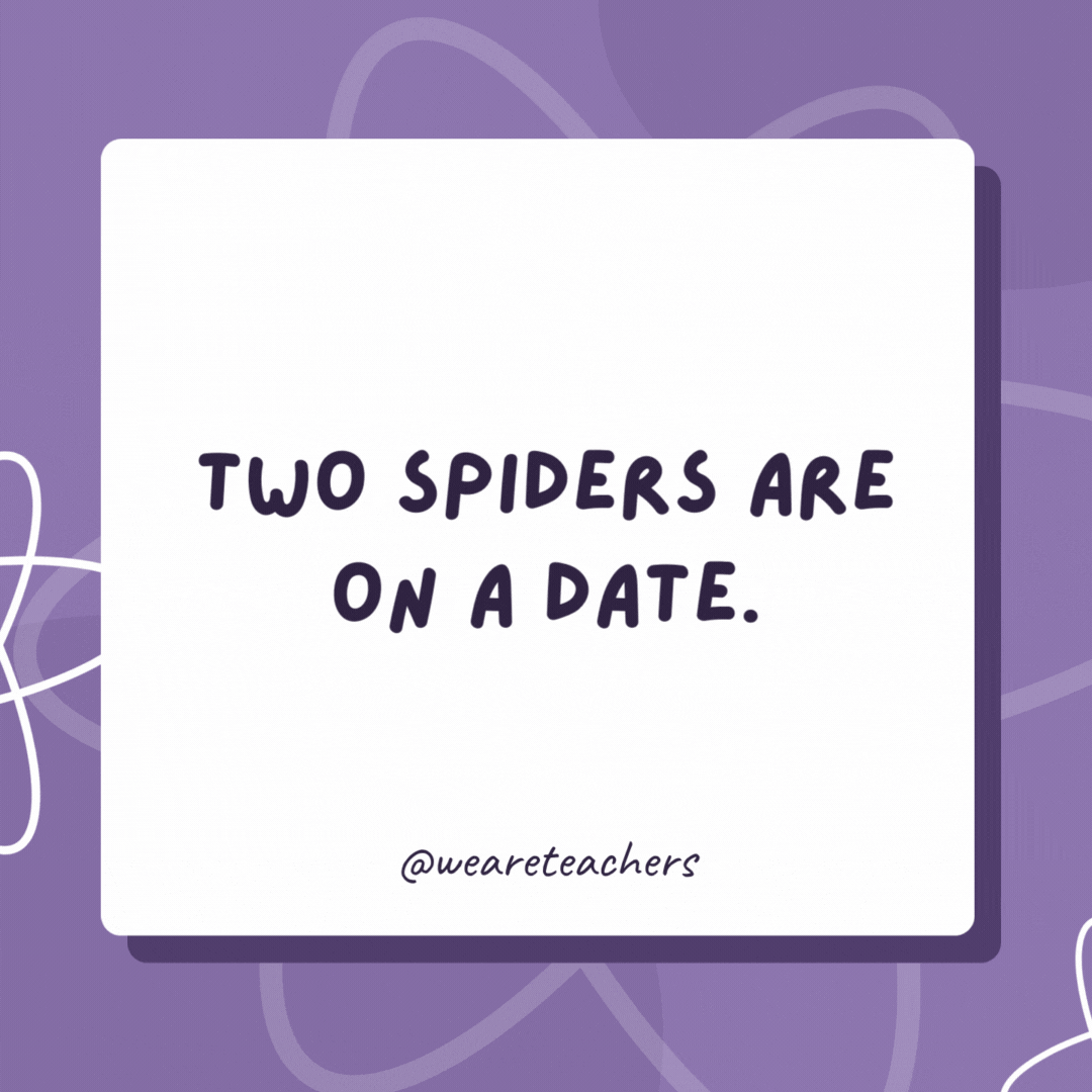 Two spiders are on a date.

The male spider asks, 