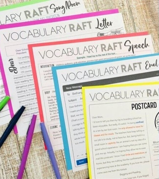 Example of a vocabulary learning method called RAFT as an example of vocabulary activities