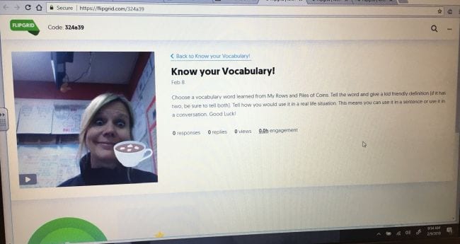 Screenshot of a teacher using communication program Flip