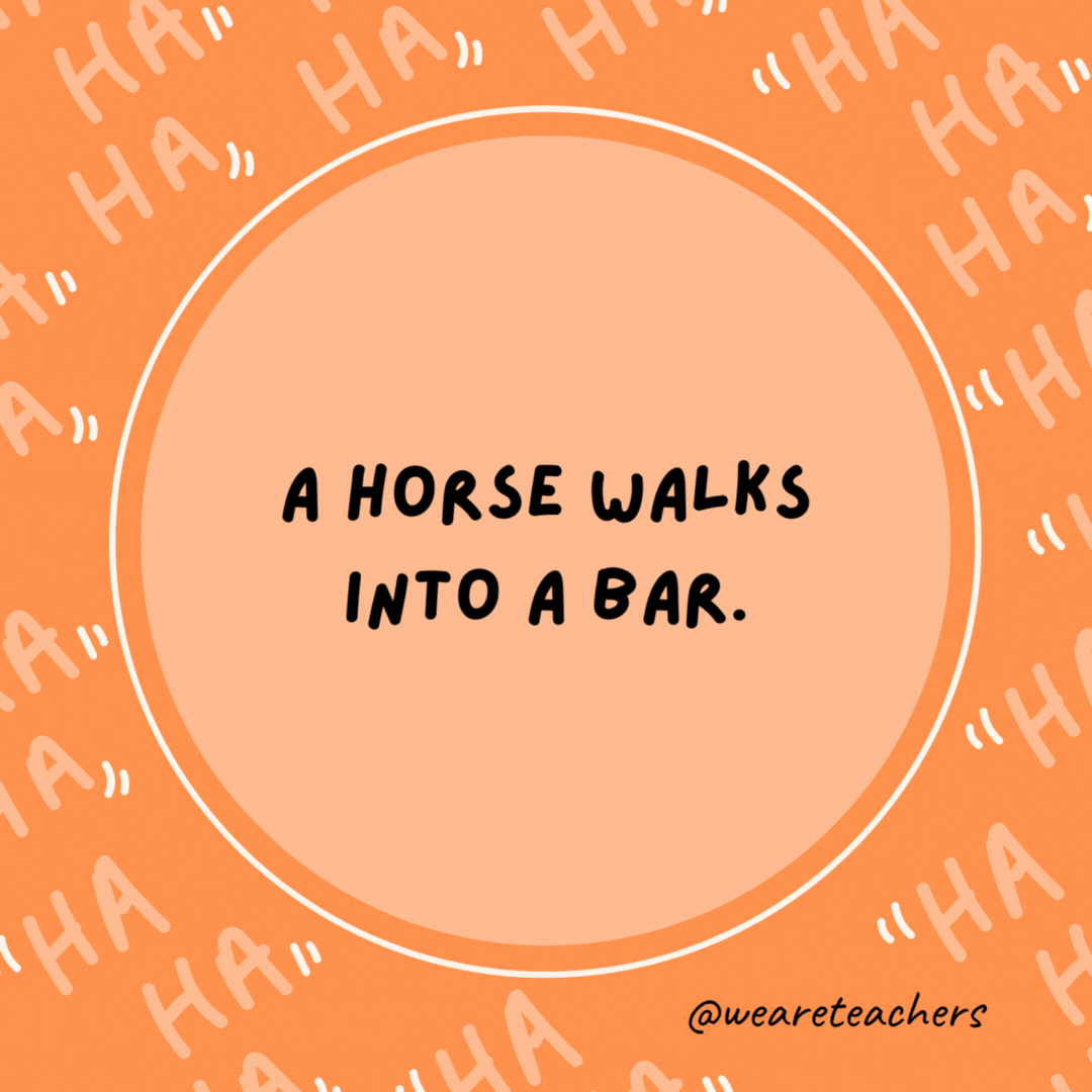 A horse walks into a bar. The bartender says, 