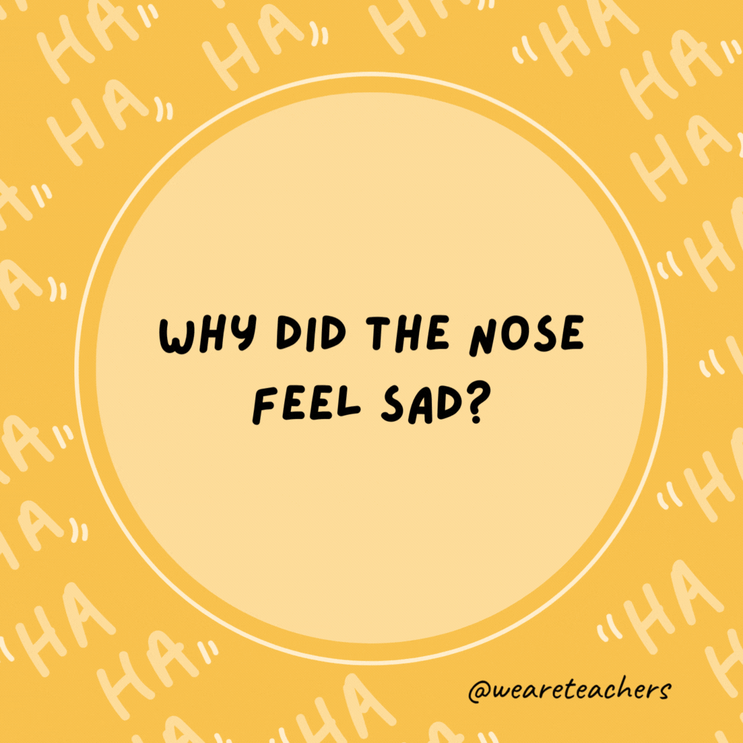 Why did the nose feel sad? It was always getting picked on.