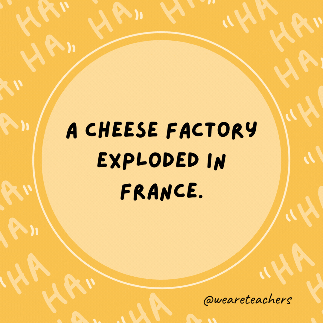 A cheese factory exploded in France. Da brie is everywhere!- dad jokes for kids